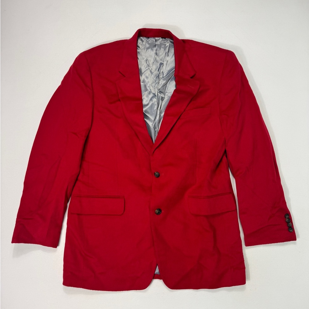 Jos. A. Bank Mens 100% Camel Hair Wool Blazer Jacket 43L Red Sport Coat Modern